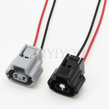 male and female automotive plug connector for VVT-i solenoid with durable terminals and secure fit