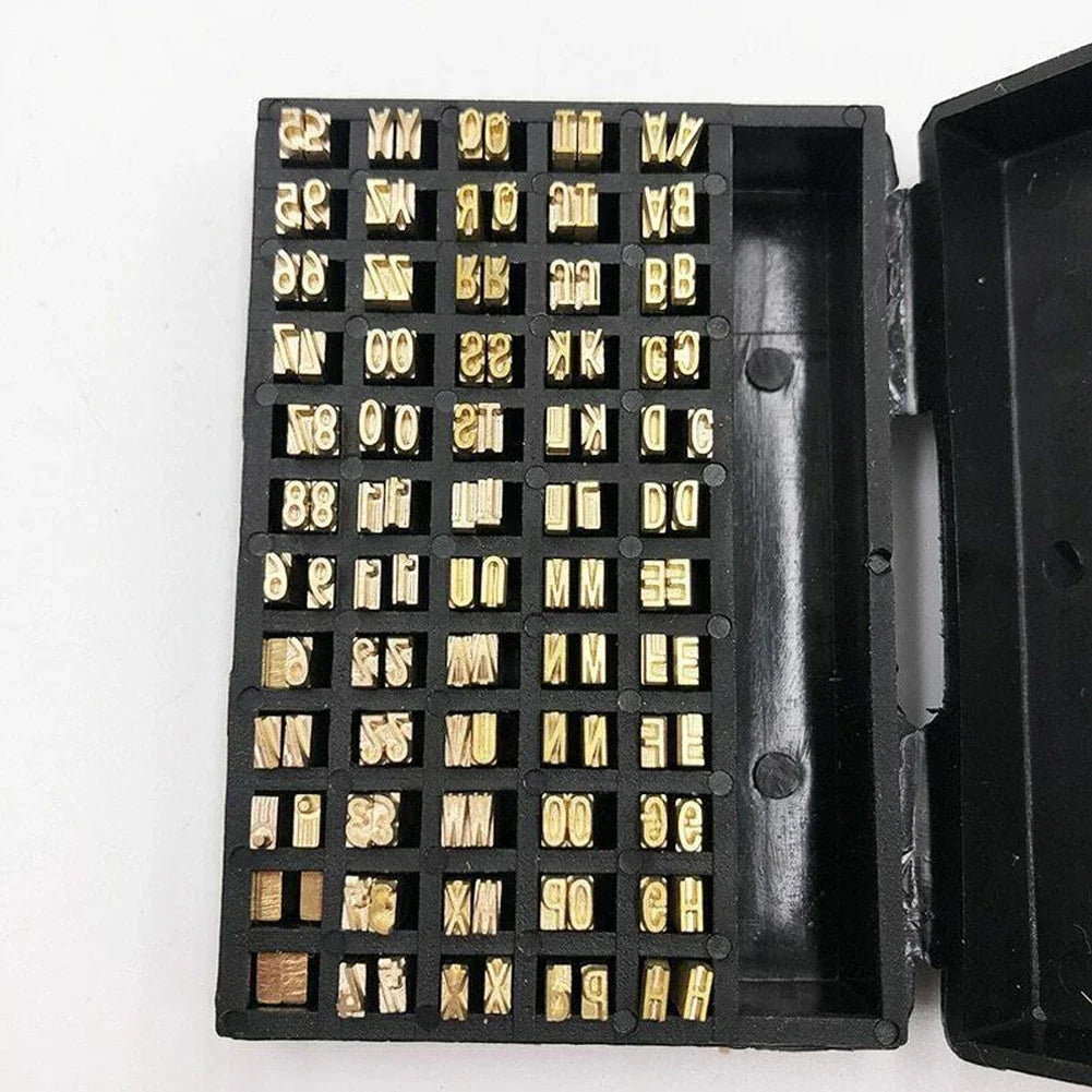 Copper letters used with manual and semi-automatic coding machines for thermal ribbon printing