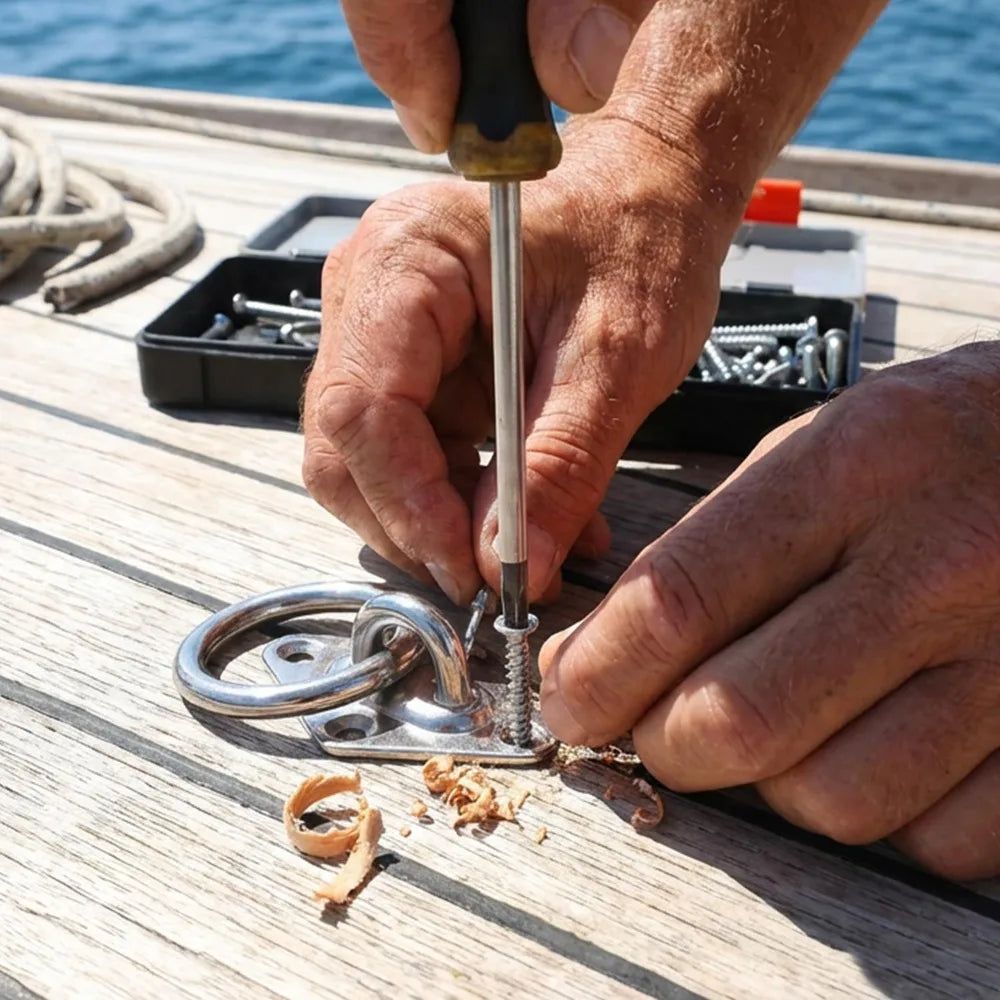 Heavy duty stainless steel pad eye plate marine hardware for boat and outdoor applications
