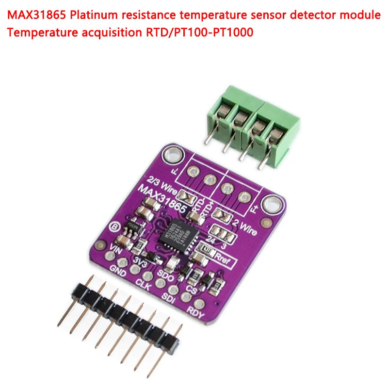 MAX31865 RTD/PT100-PT1000 platinum resistance temperature sensor module, suitable for precise temperature measurement in DIY, industrial, and laboratory projects