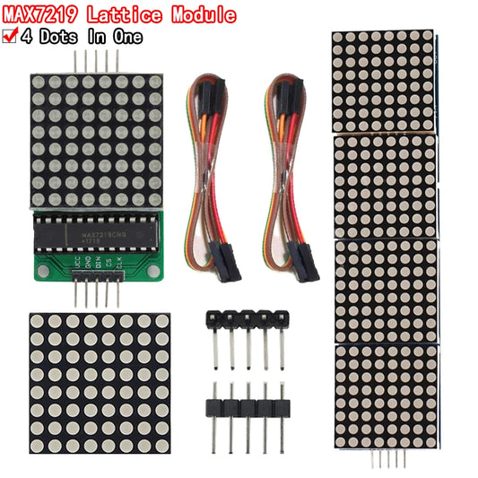MAX7219 4-in-1 dot matrix display module with 5-pin interface for Arduino microcontroller and electronic DIY projects