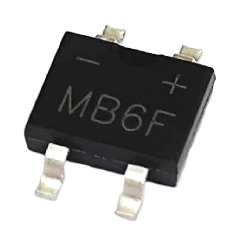 MB6F / MB-F SMD rectifier bridge with 0.5A 600V rating, ultra-thin bridge stack for electronics projects and circuit rectification
