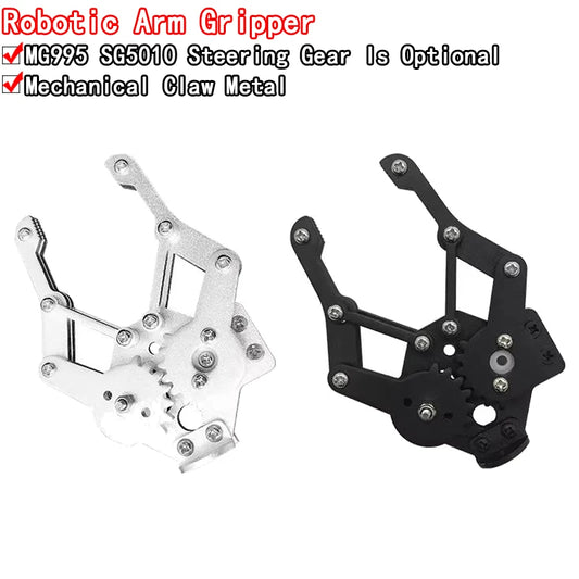 Metal alloy robot manipulator mechanical arm claw kit with MG996R servo, compatible with Arduino, ideal for robotics education and DIY robotic projects