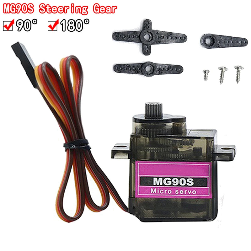 MG90S 9g digital servo with plastic gears, suitable for RC helicopters, planes, boats, and cars, high precision and fast response