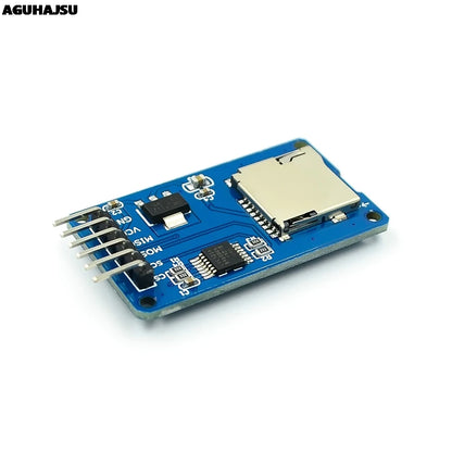 Micro SD / TF card reader module with SPI interface and level converter chip, compatible with Arduino for DIY electronics projects