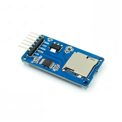 Micro SD / TF card reader module with SPI interface and level converter chip, compatible with Arduino, Raspberry Pi, and DIY electronics projects