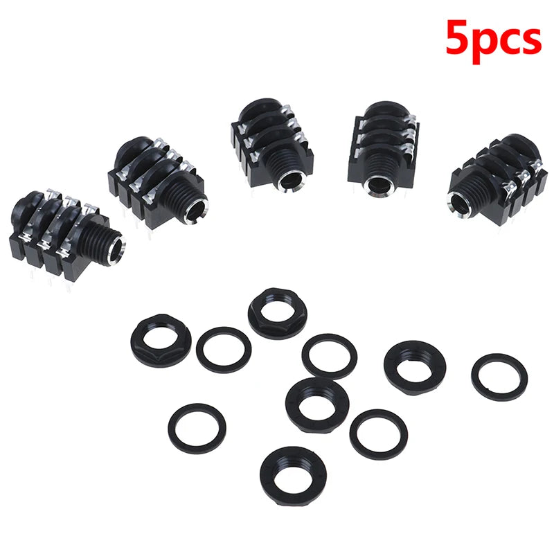 Close-up of 6.35mm stereo microphone female socket jack structure