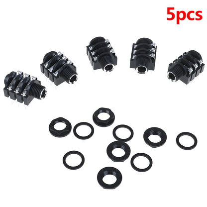 Close-up of 6.35mm stereo microphone female socket jack structure
