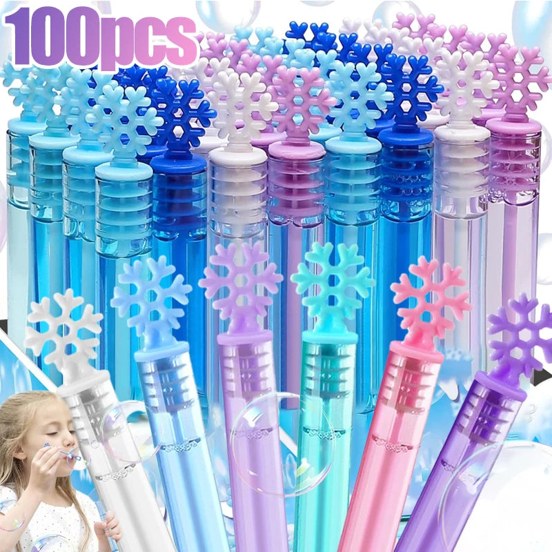 Mini bubble tube toy snowflake wand empty bottle for party decoration