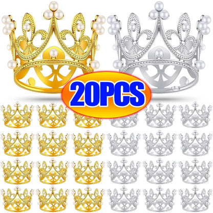 Mini crown cake topper with pearl tiara design