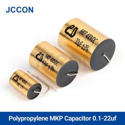 MKP 400V metallized polypropylene audio capacitor, 0.1µF-33µF, ideal for HiFi audio crossover circuits and speaker repair