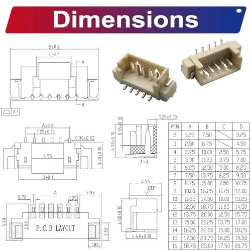 molex mx1.25mm connector SMT Header Sockets Kit-4