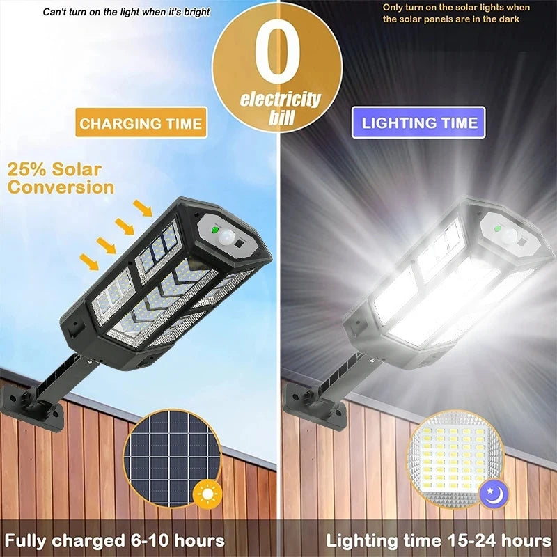 Outdoor solar wall lamp with motion sensor for garden and yard lighting