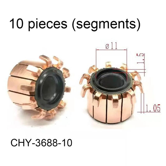 Motor commutator 10P copper hook type for high-speed DC motor, 18×8×14.5(15)mm electrical motor commutator