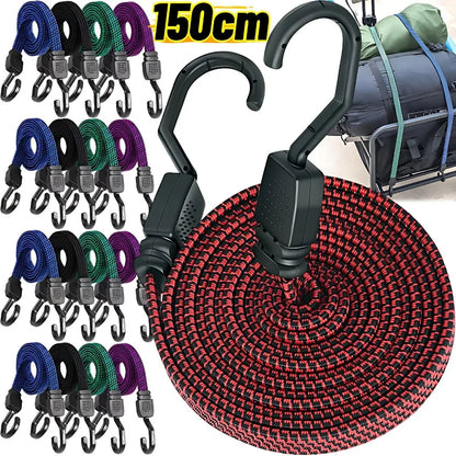 Motorcycle bungee cord luggage strap with steel hooks