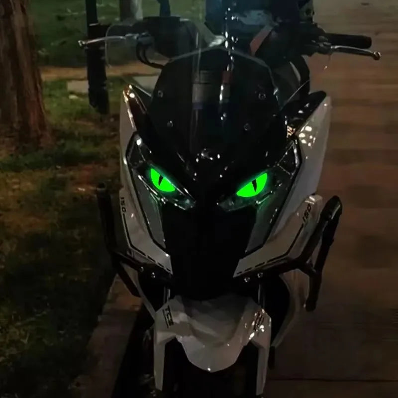 Luminous headlight sticker installed on motorcycle headlight