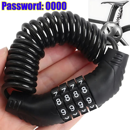 4 digit combination motorcycle helmet lock cable with anti-theft steel wire rope