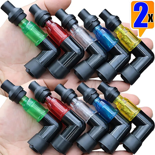 Universal motorcycle ignition spark plug cap high pressure elbow design