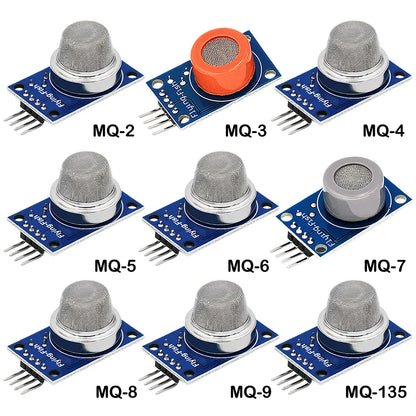 MQ series gas sensor module kit including MQ-135, MQ-2, MQ-3, MQ-4, MQ-5, MQ-6, MQ-7, MQ-8, MQ-9 for Arduino DIY electronics projects