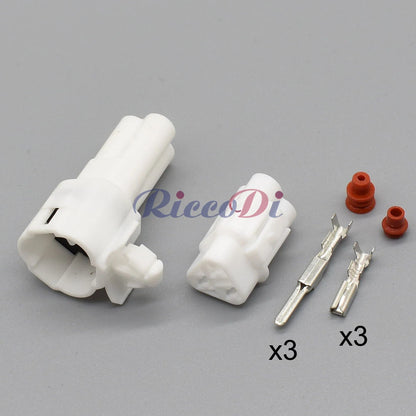 MT 2.2mm sealed 3-Pin male female white connector 6180-3241 6187-3271 installed in automotive and motorcycle wiring harness