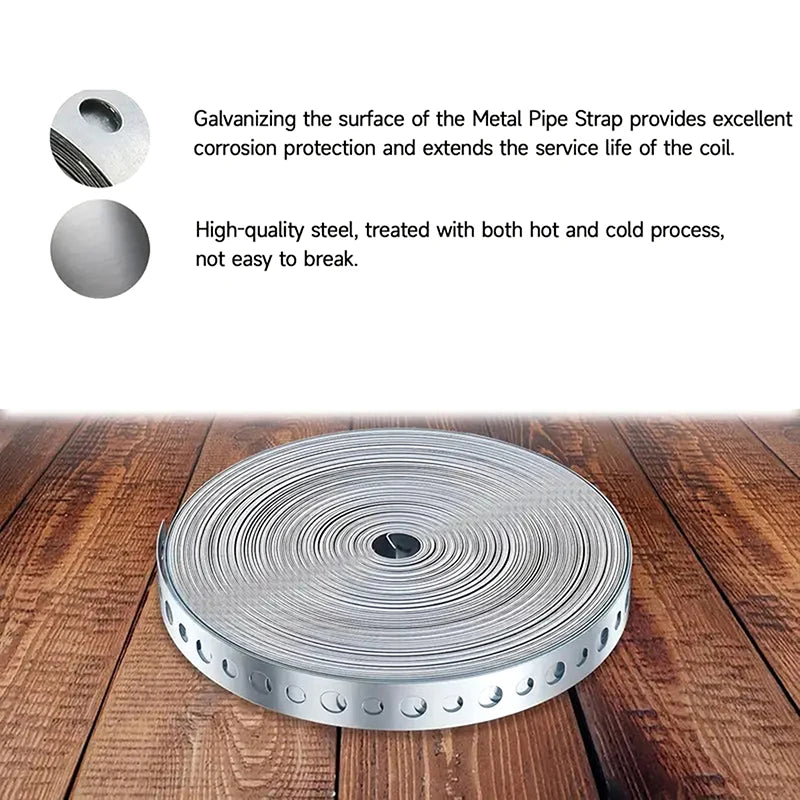 Pre-punched multi-slot metal tape for construction, pipe support, and sheet metal projects