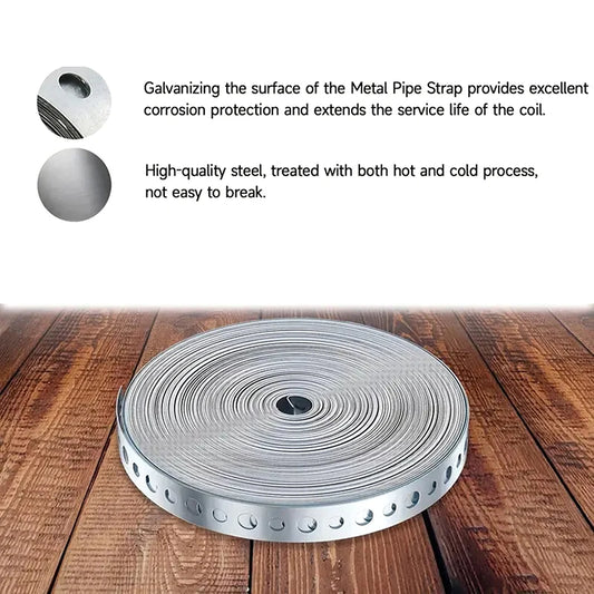 Pre-punched multi-slot metal tape for construction, pipe support, and sheet metal projects