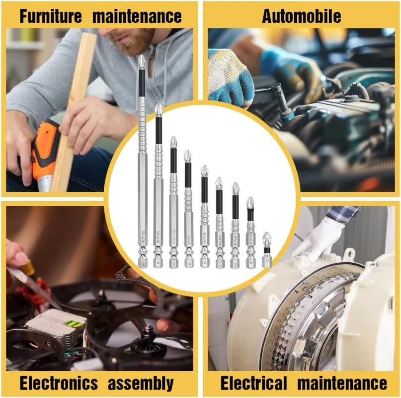 Multiple length magnetic drill bits set