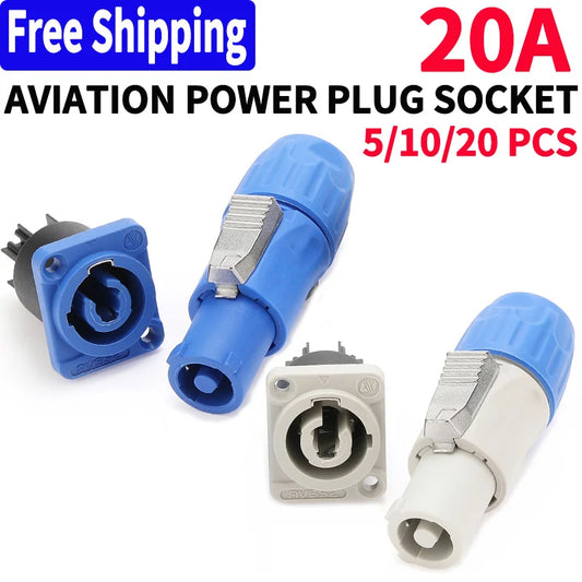 3 pin NAC3FCA NAC3FCB power connector for stage lighting, Speakon male plug blue input white output with female socket