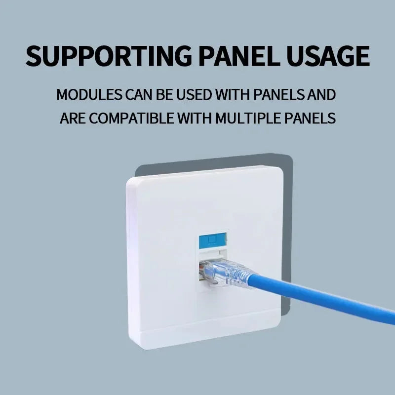 Tool-free keystone jack network module adapter for fast, tool-less installation of CAT5E, CAT6, or CAT6A cables