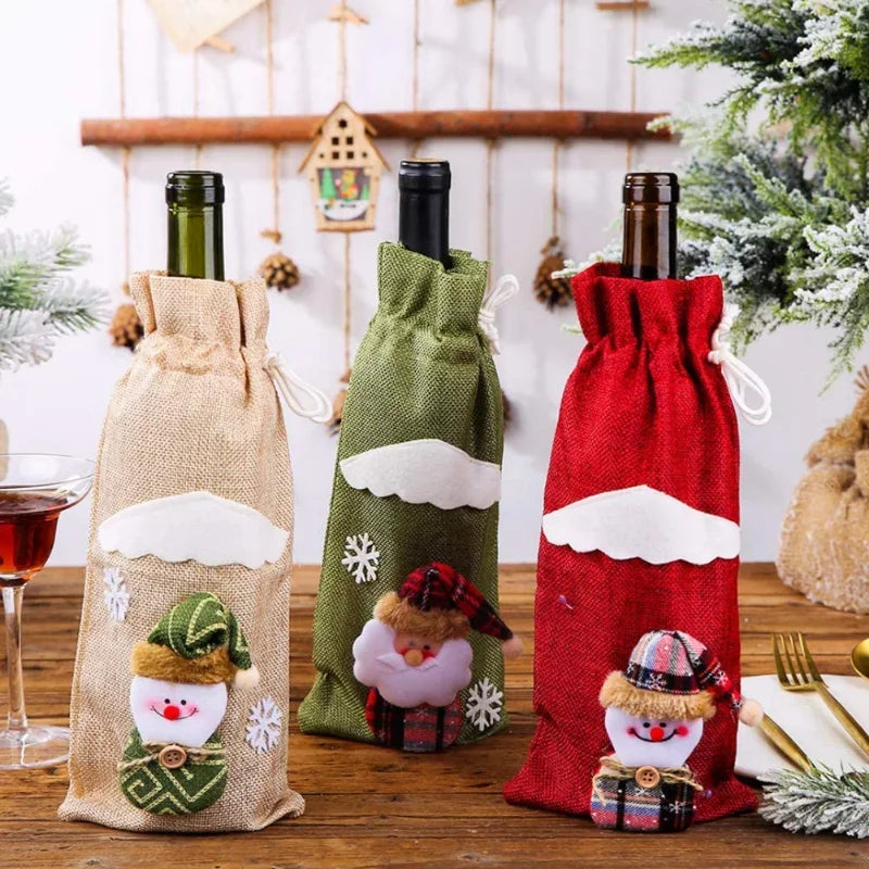 Christmas and New Year dinner table wine decor