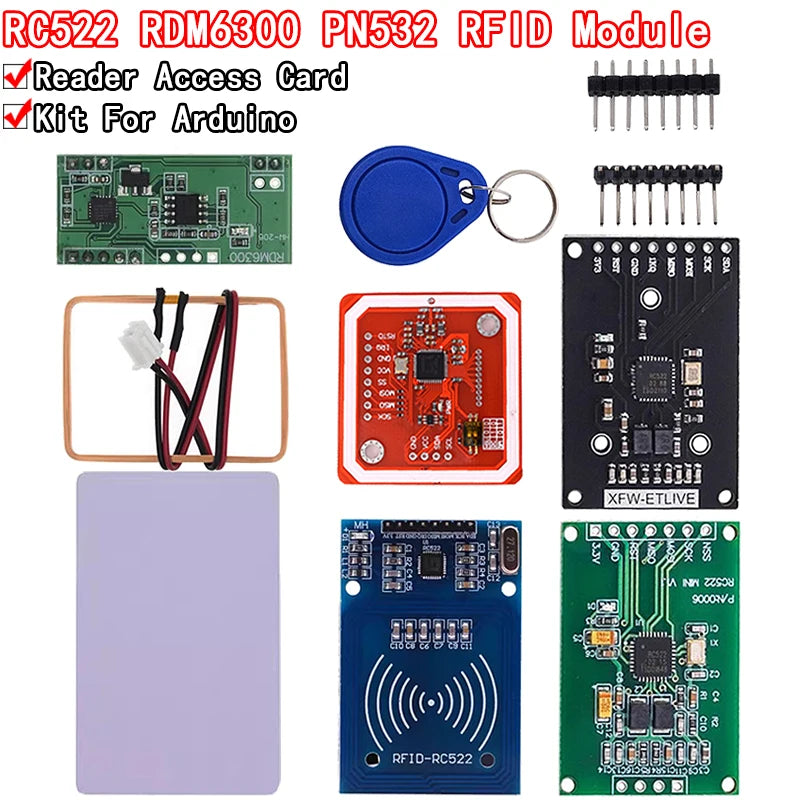NFC RFID reader module kit with 13.56MHz and 125kHz support, SPI write and read, compatible with Arduino UNO and Mega 2560
