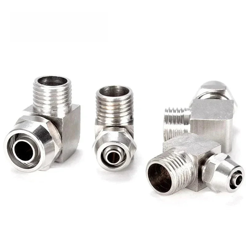 KPL nickel-plated copper pneumatic quick connector showing 1/8, 1/4, 3/8, 1/2 thread fittings for hydraulic and air compressor use