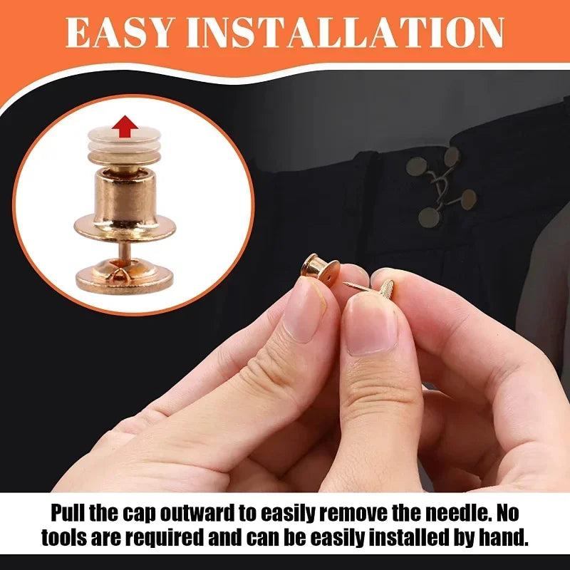 No-sew adjustable jean button buckle set