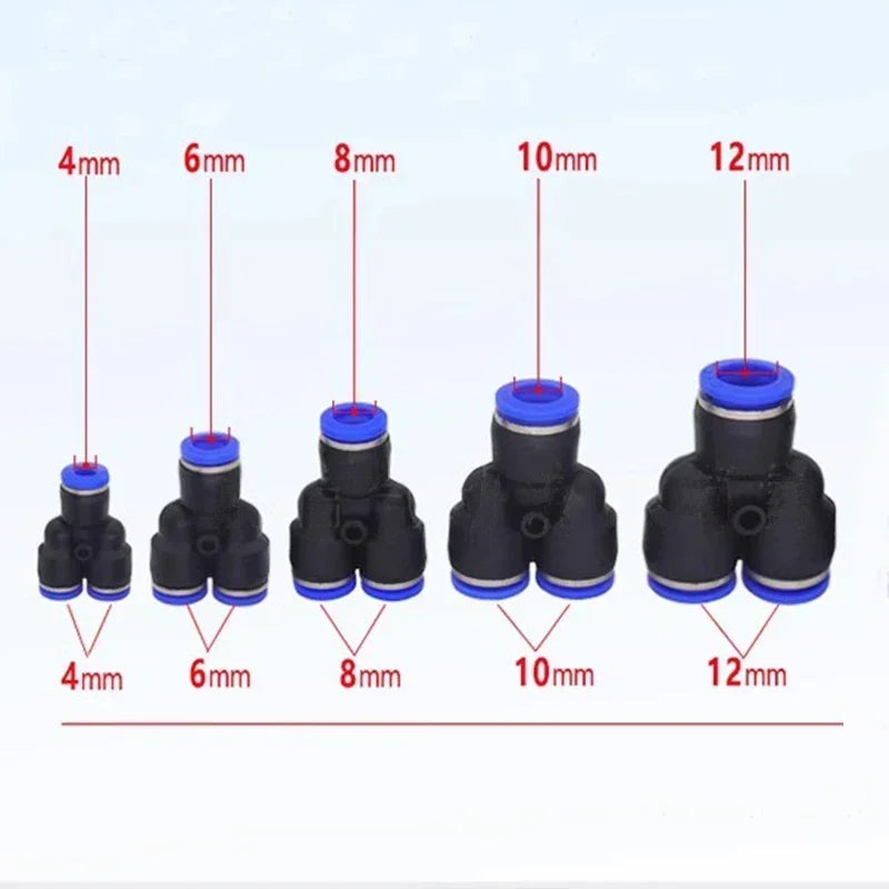 pneumatic push-to-connect fittings showing internal locking structure for nylon and polyurethane tubing