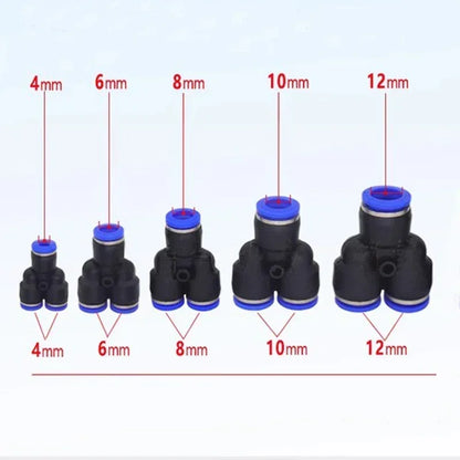pneumatic push-to-connect fittings showing internal locking structure for nylon and polyurethane tubing