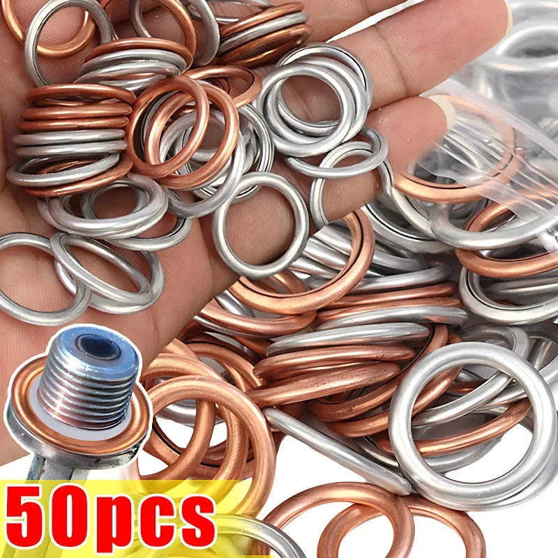 Aluminum and copper oil drain plug gasket for oil pan drain replacement