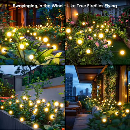 Solar garden lights with LED firefly effect, outdoor lawn lamp for weddings, Christmas, and landscape decoration