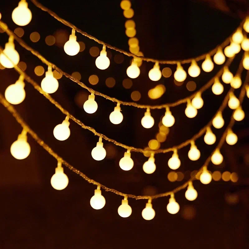 Outdoor LED ball string lights for garden, Christmas, New Year, and wedding decoration