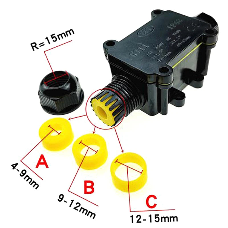 Junction box for outdoor lighting cable connection