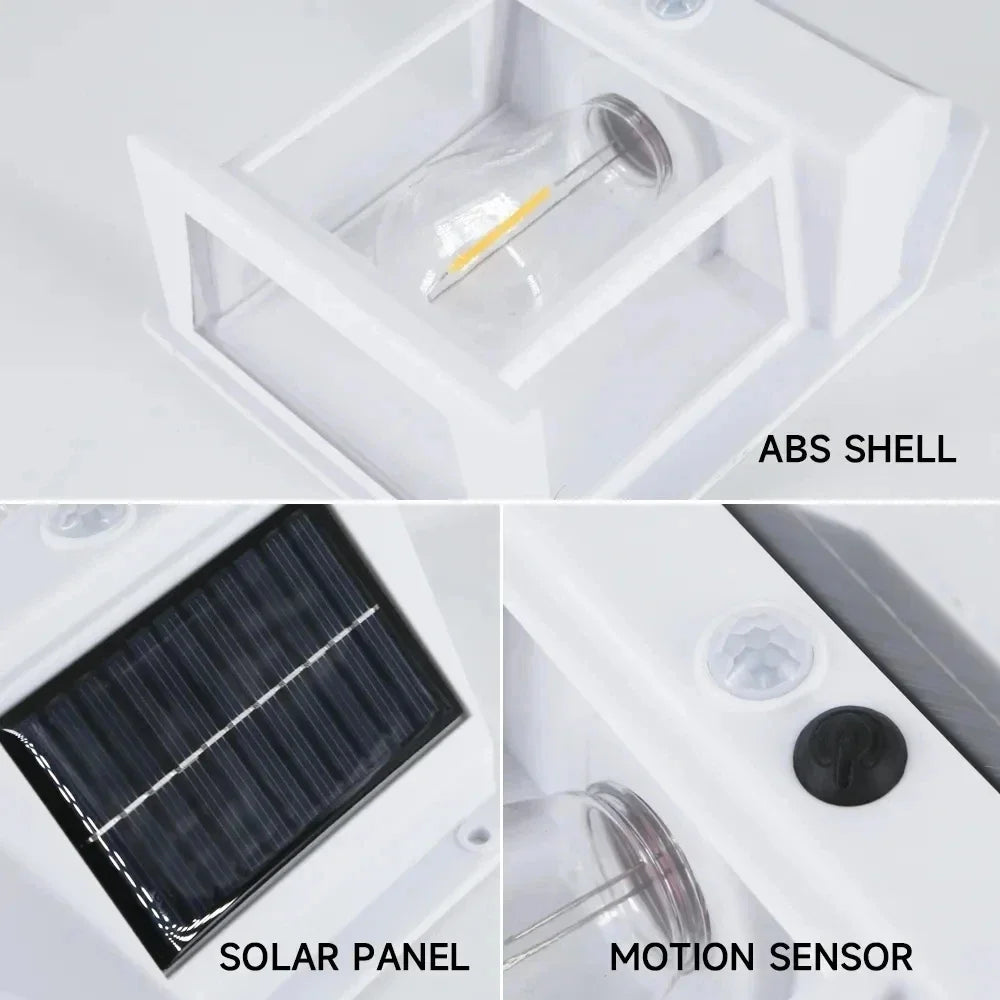 Outdoor solar wall light installation with motion sensor security function