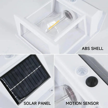 Outdoor solar wall light installation with motion sensor security function