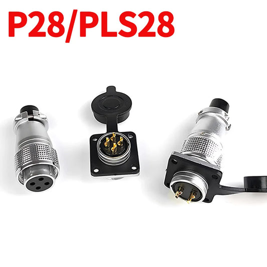 P28 aviation connector, square flange socket, male and female circular butt joint, 2/3/4/5/7/10/12/14/16/19/20/24 pin, P28K2Q PLS28