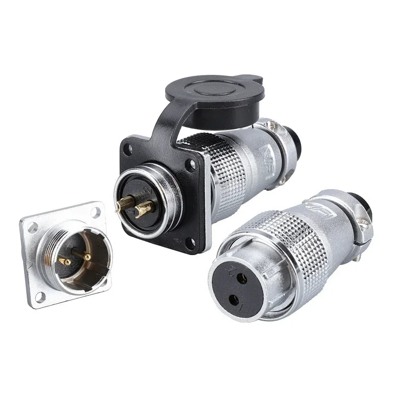 P28 aviation connector installed for industrial and aviation applications, square flange socket, male/female circular butt joint, P28K2Q PLS28