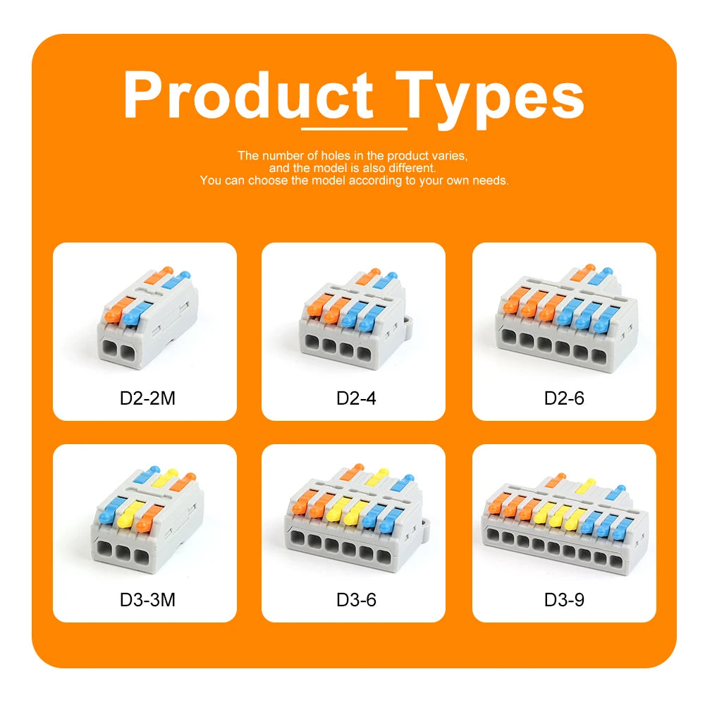Parallel wire junction box with 3 in 9 out connector terminal for quick and reliable wiring
