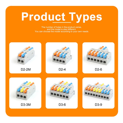 Parallel wire junction box with 3 in 9 out connector terminal for quick and reliable wiring
