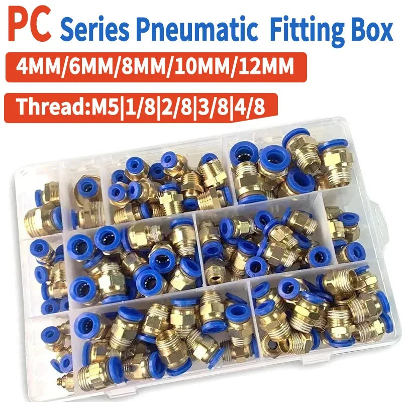PC series 4mm 6mm 8mm 10mm 12mm air joint connectors, hose tube pneumatic fittings with 1/4 1/8 push-in quick release couplings