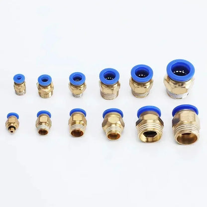 PC series air joint connectors and pneumatic fittings for hose tubes, suitable for industrial and DIY push-in quick release applications