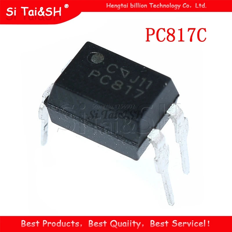 PC817C DIP-4 optocoupler IC for electrical isolation, electronic circuits, and DIY projects