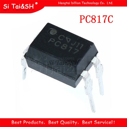 PC817C DIP-4 optocoupler IC for electrical isolation, electronic circuits, and DIY projects