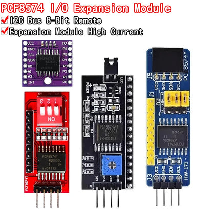 PCF8574 I²C I/O expander module, compatible with LCD1602 and LCD2004, serial interface adapter board for Arduino and DIY electronics projects